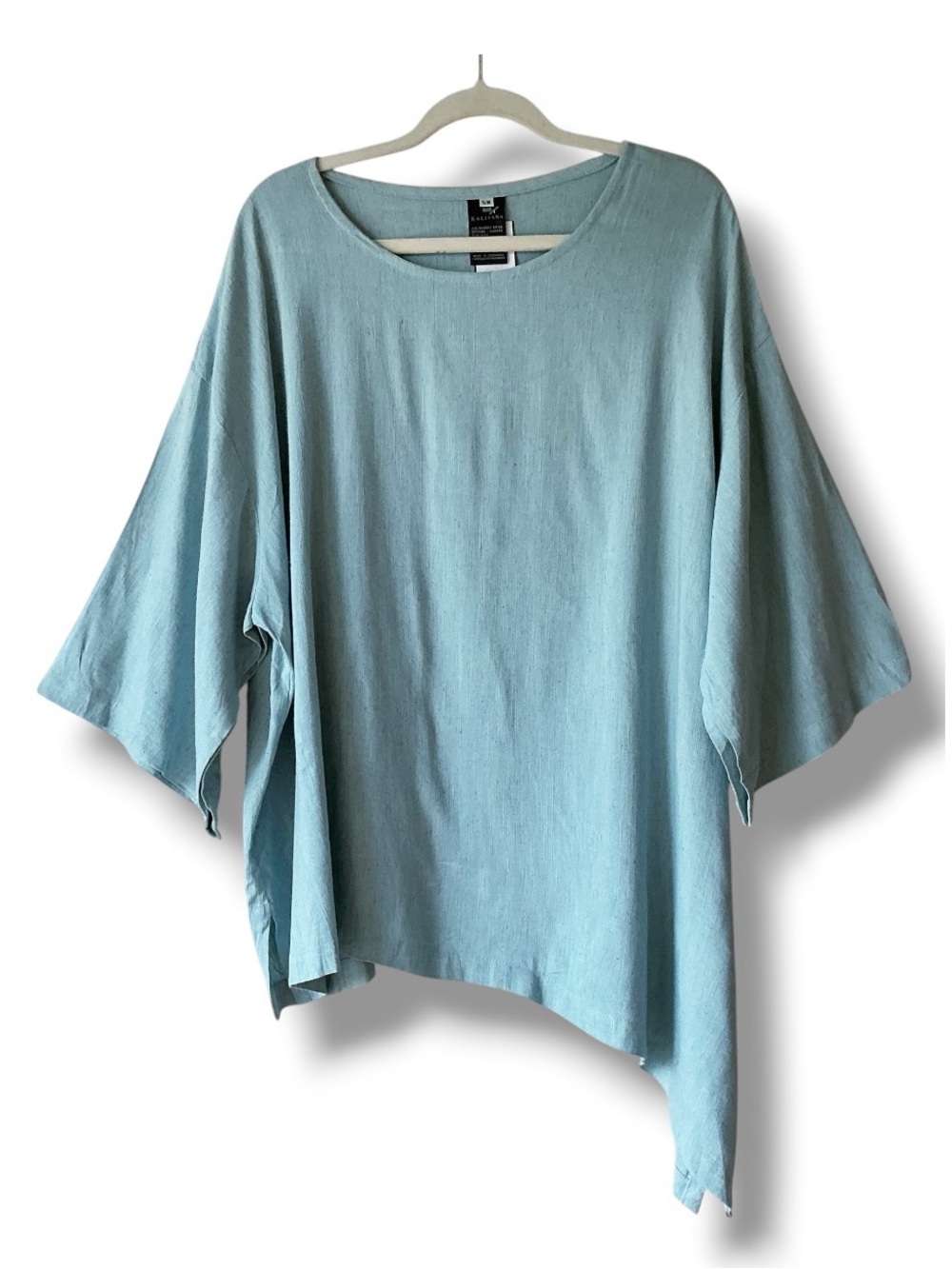 Kaliyana Lagenlook Linen Blend Asymmetrical Tunic Top Size S/M